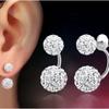 Promotion 925 Sterling Silver Fashion U Bend Shiny Shambhala Ball Ladies Stud Earrings Jewelry Free Wholesale Gifts