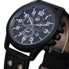 Military Leather Waterproof Date Quartz Analog Men's Quartz Wrist Watches