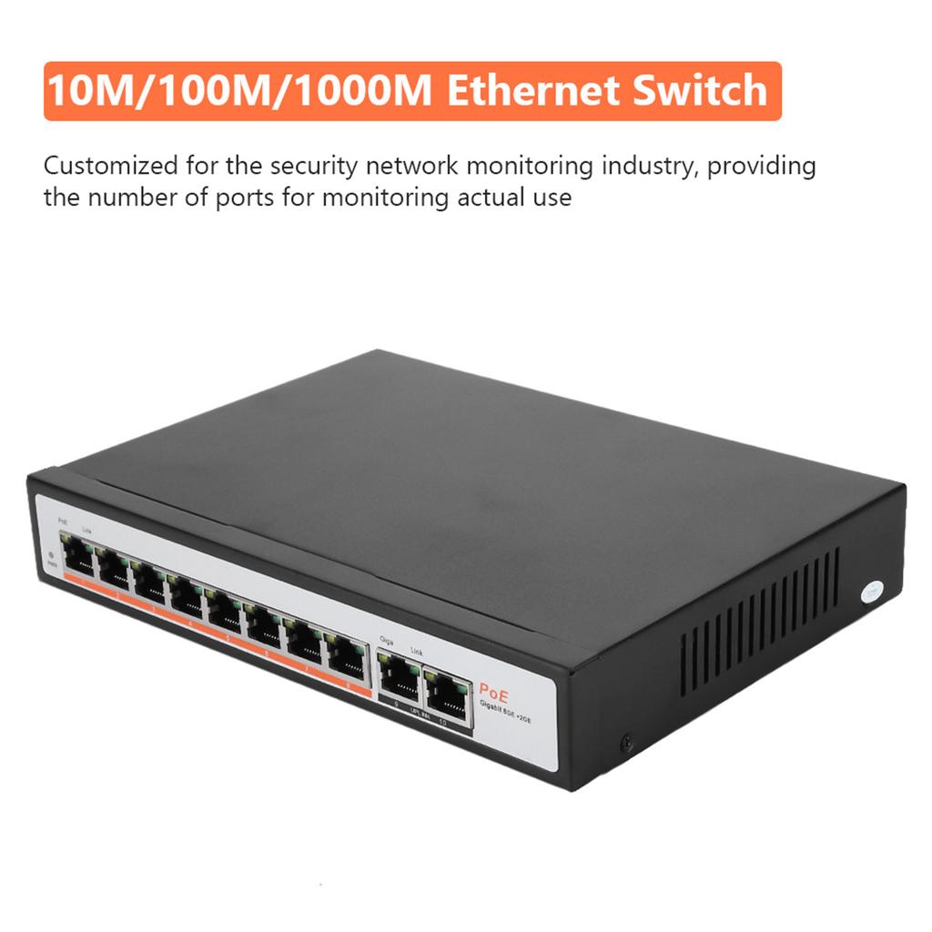 Встроенный 8+2 10-портовый PoE Gigabit Ethernet-коммутатор для мониторинга IP-камеры
