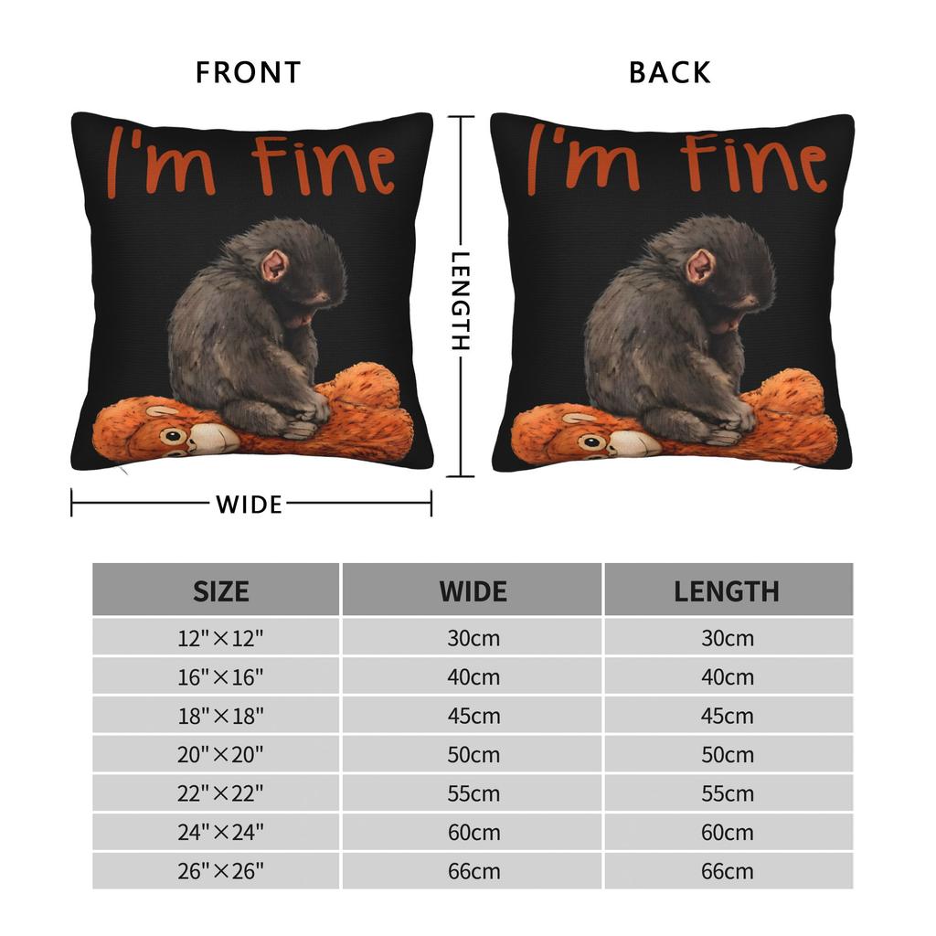 Monkey Punch Baby Monkey Holding Toy Pillowcases Merch Printing Cushion Cover Decoration Pillow Case Cover Car Multi-Size