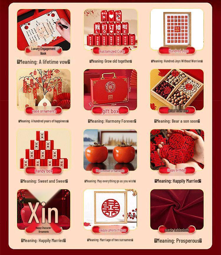 Chinese Wedding Banquet Backdrop & Tableware Decoration Set