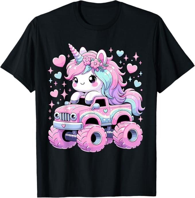 Monster Truck Unicorn Birthday Party Monster Truck Girl T-Shirt