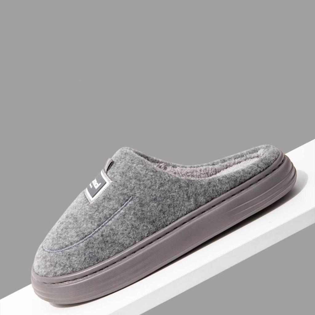 Мужские зимние тапочки из хлопка больших размеров, повседневные теплые домашние тапочки из хлопка, нескользящие шерстяные тапочки с плоской подошвой 40-51