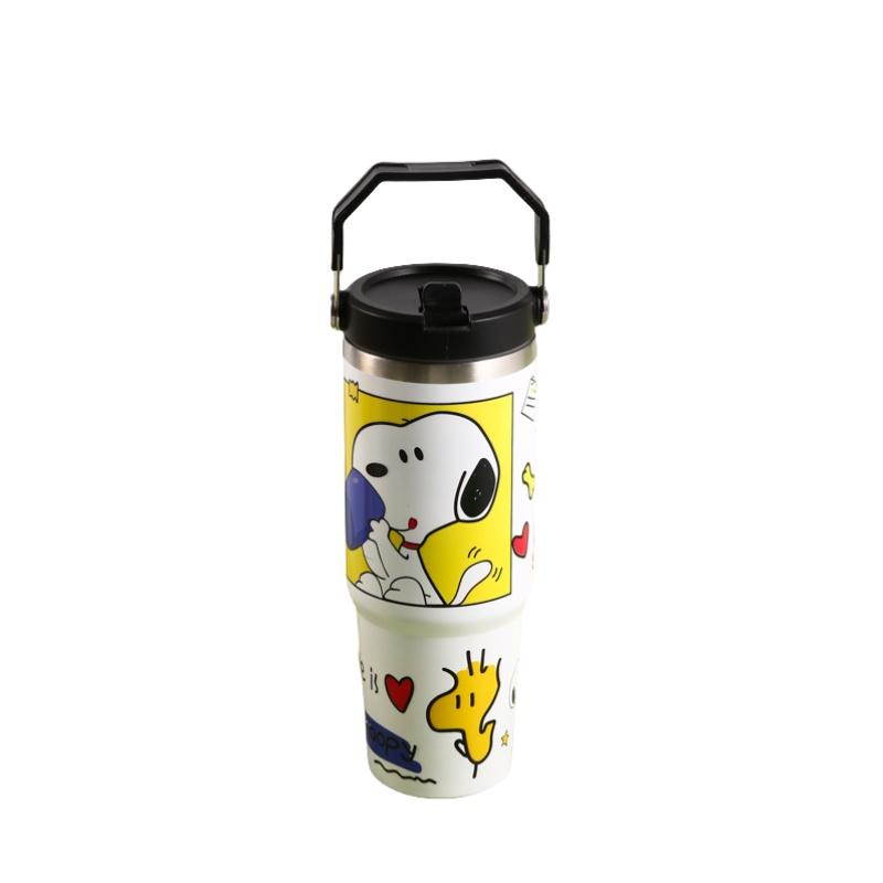 Стильная и портативная термокружка из нержавеющей стали с мультяшным дизайном, 30 унций