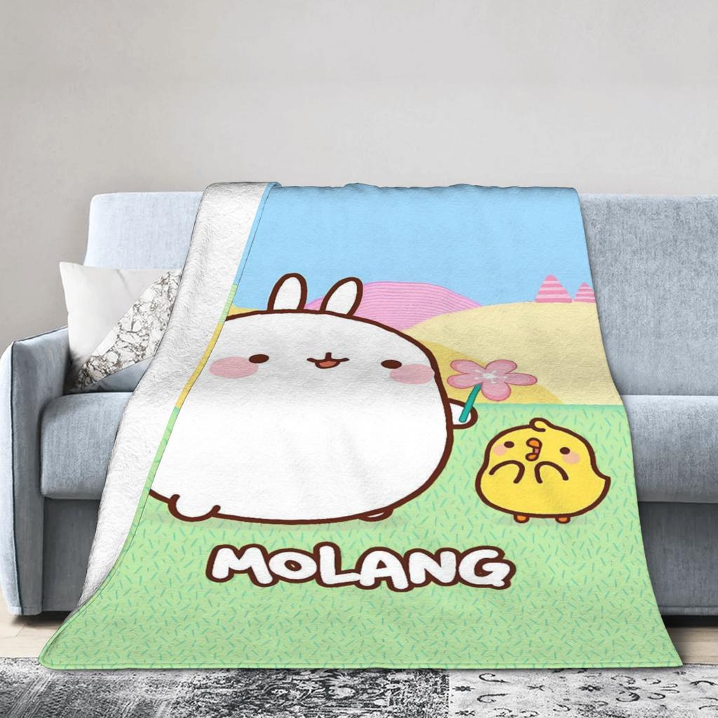 Molang Funny Cartoon Blanket Soft Warm Funny Plush Throw Blanket For Girls Boys Bedroom Flannel Bedspread Bed Cover