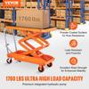 Hydraulic Lift Table Cart, 1760lbs Capacity 59" Lifting Height, Manual Double Scissor Lift Table with 4 Wheels and Non-slip Pad, Hydraulic Scissor