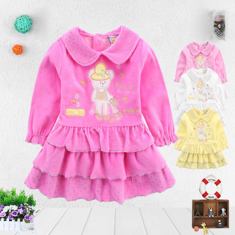 Kid Girls Tddler Enbroidery Long Sleeve Wedding Birthday Party Princess Dress Children Pleated Skirt Casual Pattern Dresses