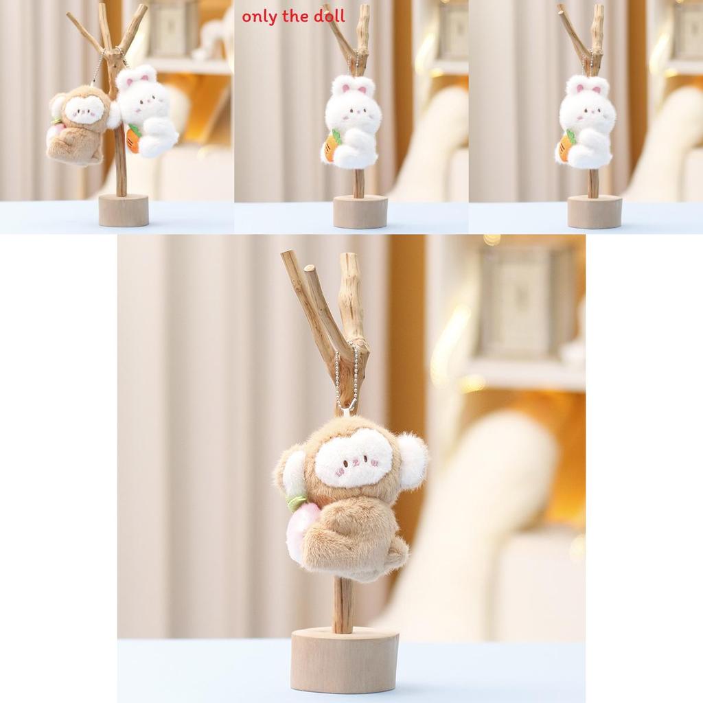 Monkey And Rabbit Plush Keychain With Carrot Peach Design For Girls Gift And Collectible Fun
