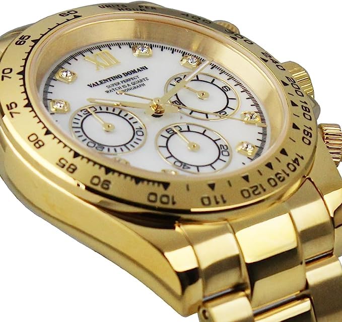 VALENTINO DOMANI Часы хронограф цирконий золото GOLD VD005GW мужские