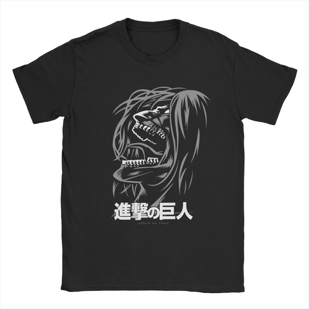 Футболки Eren Jeager Yeager Anime AOT для мужчин, винтажная футболка из чистого хлопка, круглый вырез, короткий рукав, футболки, топы больших размеров