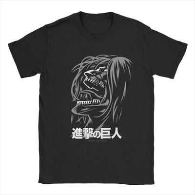 Футболки Eren Jeager Yeager Anime AOT для мужчин, винтажная футболка из чистого хлопка, круглый вырез, короткий рукав, футболки, топы больших размеров