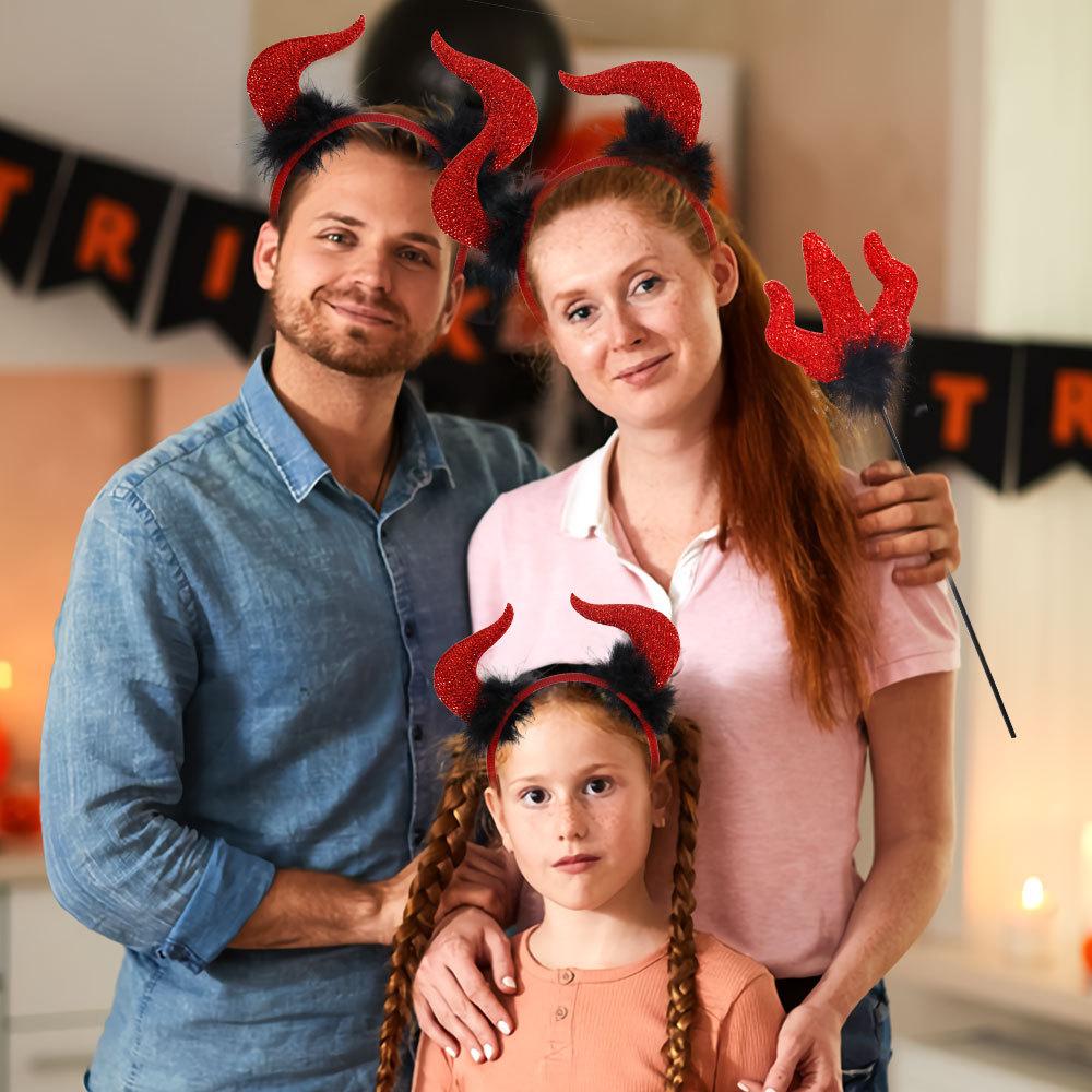 Блестящий красный трость комплект для переодевания бычий рог повязка на голову дьявольский рог реквизит для выступлений