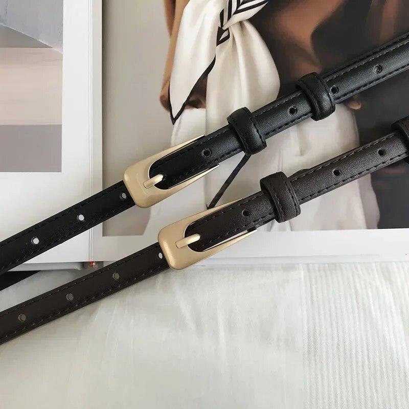 Модные женские ремни из искусственной кожи, универсальные тонкие ремни из искусственной кожи, ремни с пряжкой из цинкового сплава, женские аксессуары для одежды