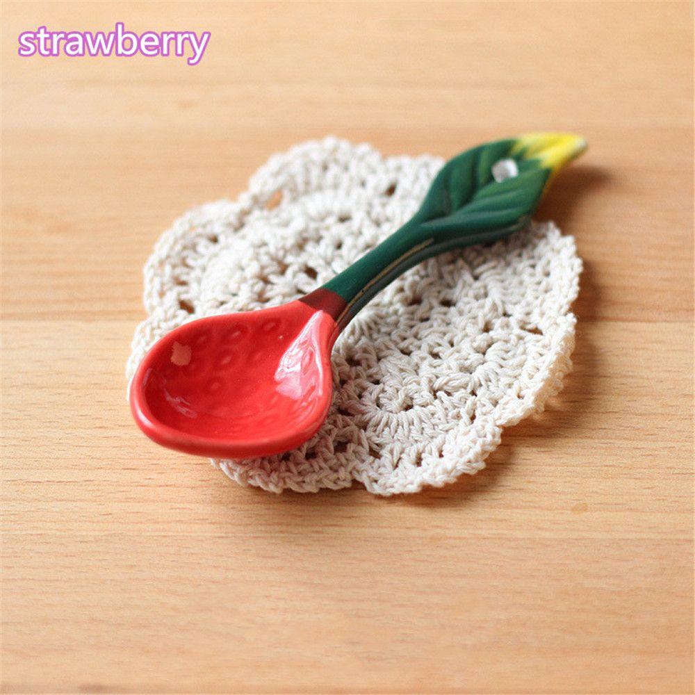 Cute Ceramic Coffee Spoons Spoon Cartoon Fruit Shape Teaspoons