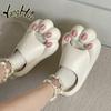 Cat Claw Design Toe Cap Flat Bottom Non-slip Women's Slippers 2024 Fashion Summer Cartoon Couple Sandals Bathroom Indoor Home