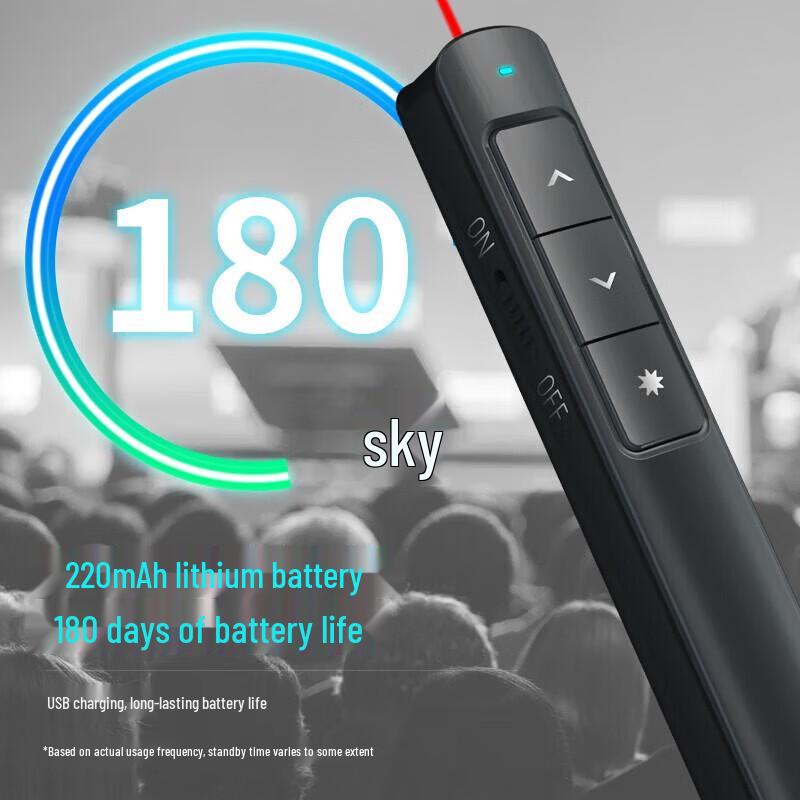 Deli 2808PL Rechargeable Wireless PPT Presenter with Red Laser