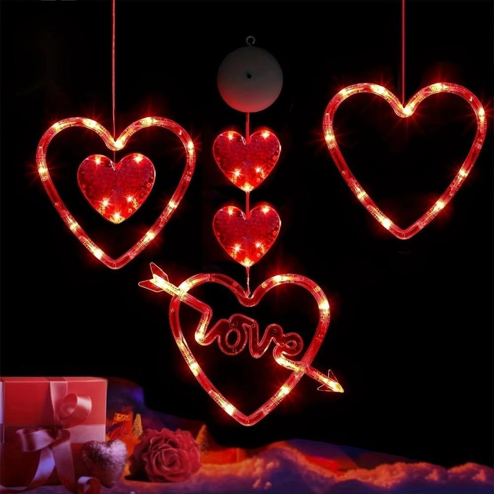 Creative Heart Curtain Fairy Light Beautiful Waterproof Valentine Day LED String Lights Romantic Rose Color