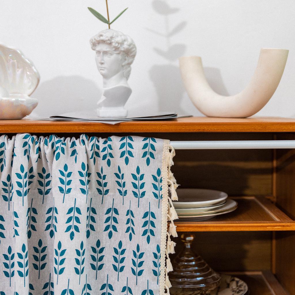 Small Fresh Non-Punching Coffee Curtain, Kitchen Through Pole Type Half Curtain, Bedroom Floating Curtain Printing Half Door Curtain