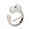 Metal Rhinestone Dog Rings Open Mouth Design Fashion Jewelry Cute Cat Ring  Work