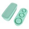 Silicone Ice Cube Tray Easy Release Ice Cubes Maker with Spill Resistant Removable Lid Bin for Cocktail Tea Coffee Cyan