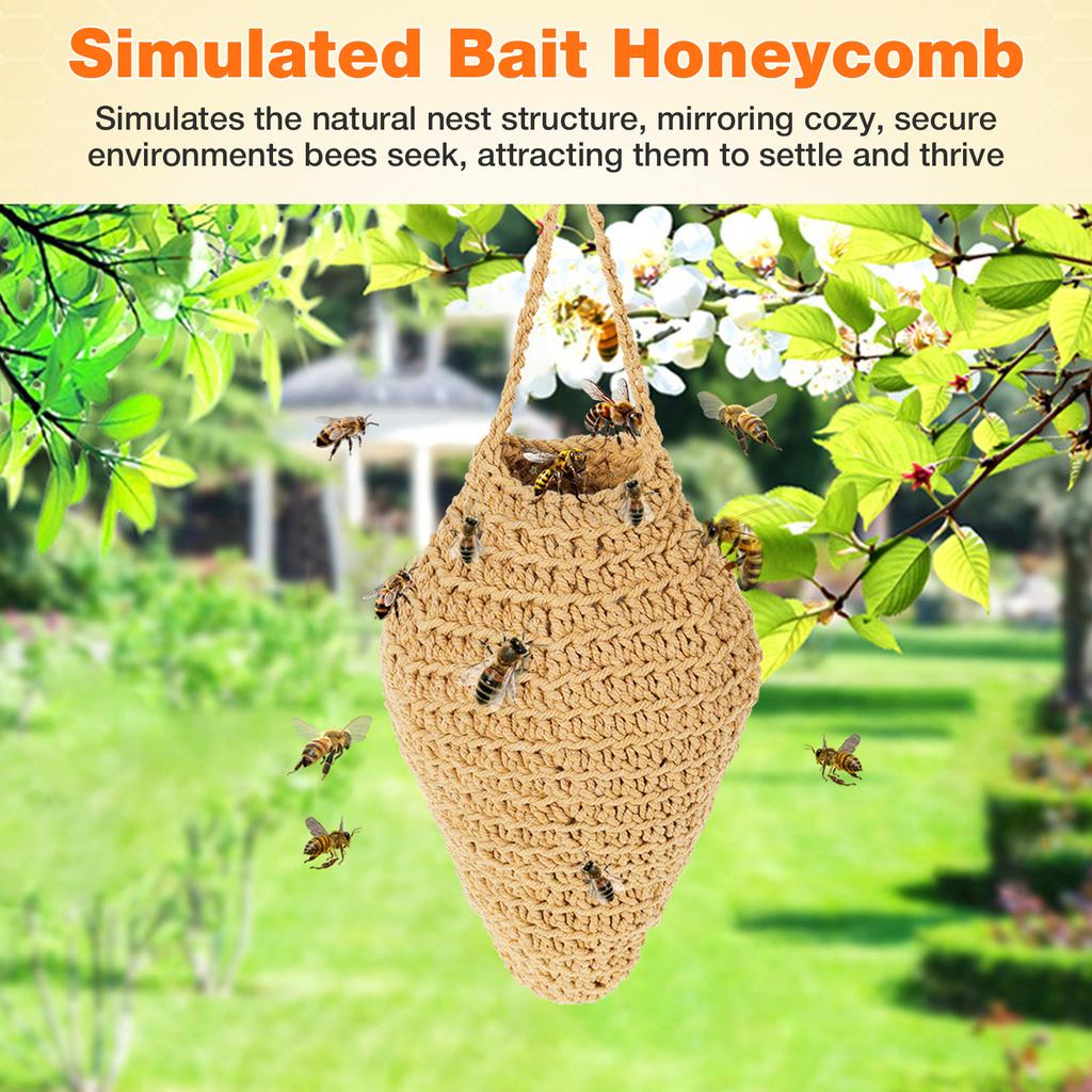 3 Pcs Crochet Wasp Nest Decoy Cotton Rope Hanging Faux Wasp Nest Deterrent for Outdoor Patio Garden Yard Eaves Decoration