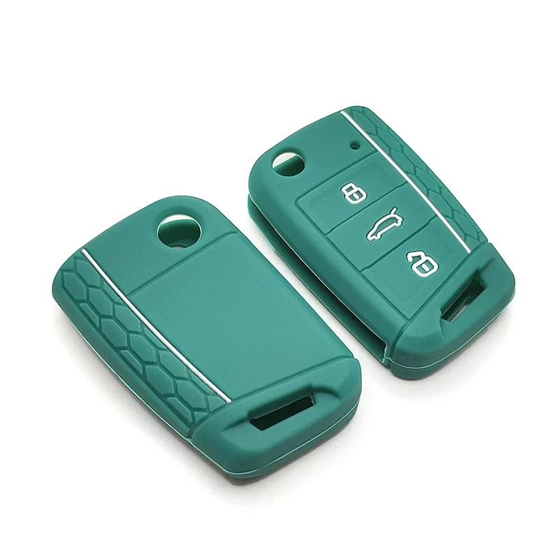 Силиконовый чехол для выкидного ключа с 3 кнопками, подходит для VW GOLF 7 MK7 SKODA SEAT 2014 2015 2016 FOB HULL OCTAVIA COMBI LEON IBIZA CUPTRA Case