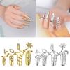 4pcs Adjustable Knuckles Rings for Women Fashionable Personality Nail Ring Crystal Flower Finger Joint Rings Accessory