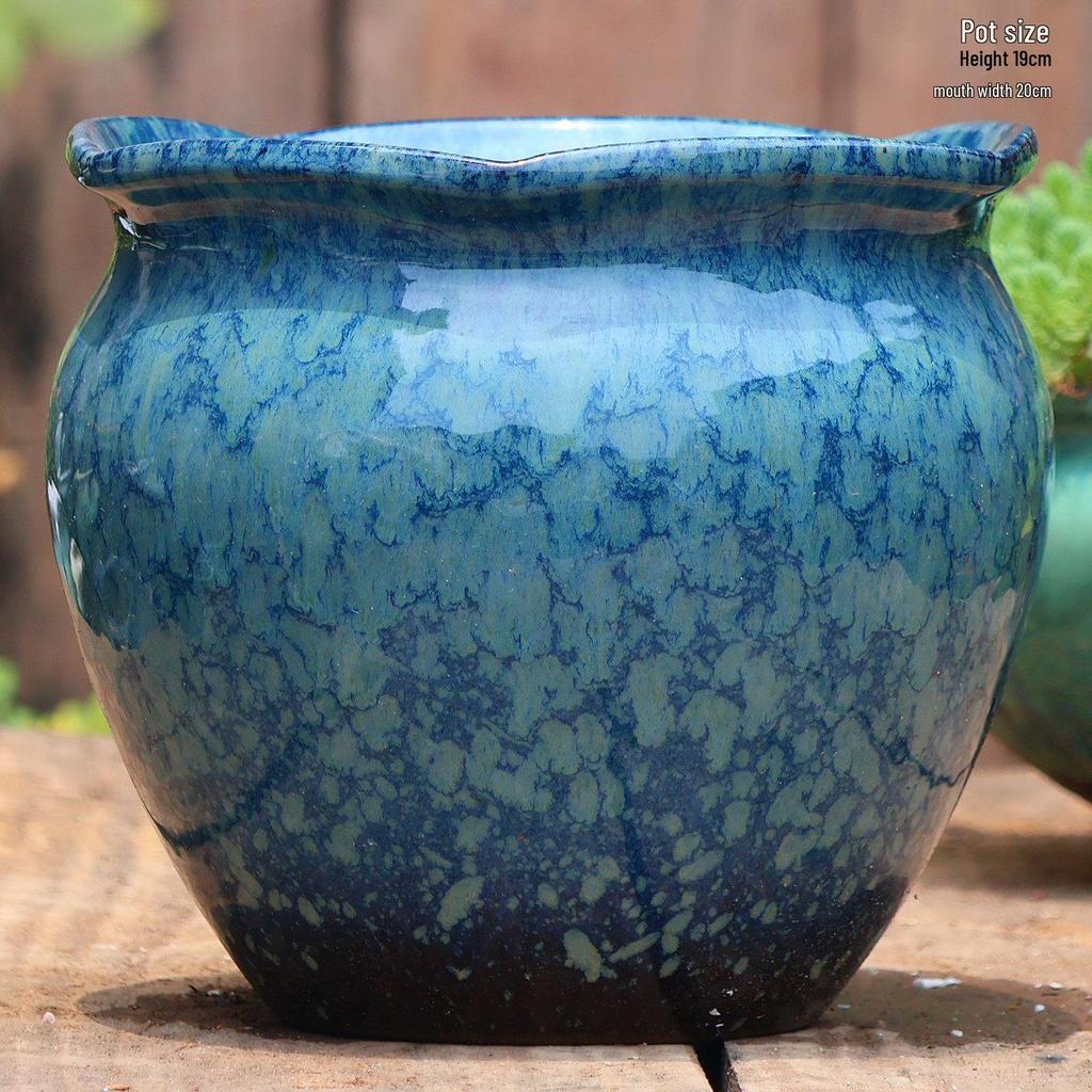 Large Ceramic Terracotta Flower Pot for Balcony and Living Room - Ideal for Succulents, Orchids, Green Radish, and Plants