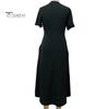 Женское летнее платье с плиссированным ремешком и V-образным вырезом с короткими рукавами, однотонное платье с карманами трапециевидной формы со свободным подолом, дышащее мягкое платье миди для свиданий