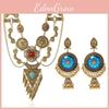 Style Simulation Ethnic Gemstone Decoration Women Necklace And Earring Set