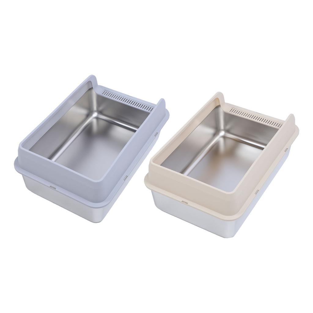 Кошачий туалет из нержавеющей стали с контролем запаха, высокие борта, металлический туалет, против утечки мочи, легкая очистка