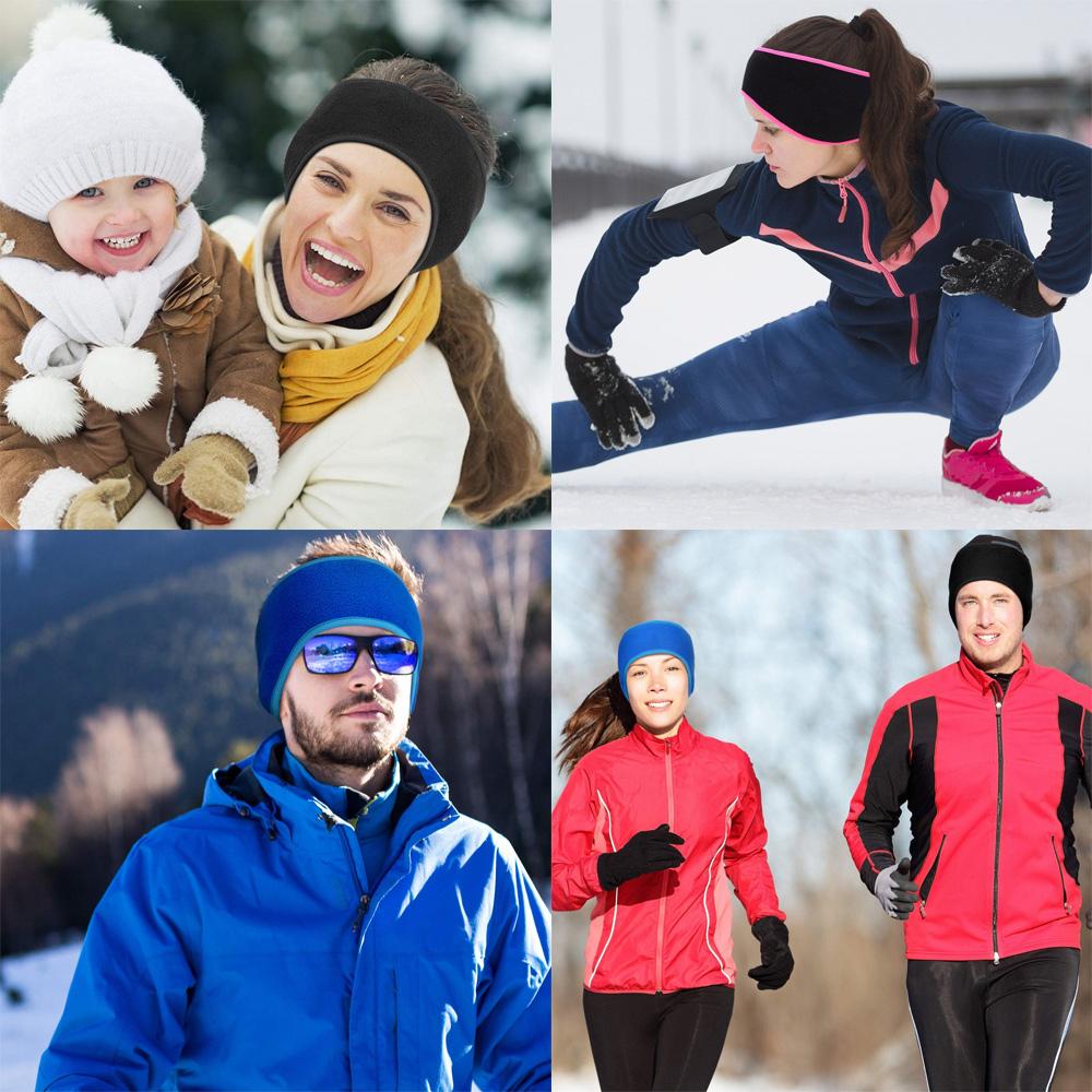 Новые флисовые наушники-муфты Зимняя повязка на голову Наушники Повязка на голову Мужчины Женщины Бег Лыжи Спорт на открытом воздухе Грелка для ушей Повязка для пота