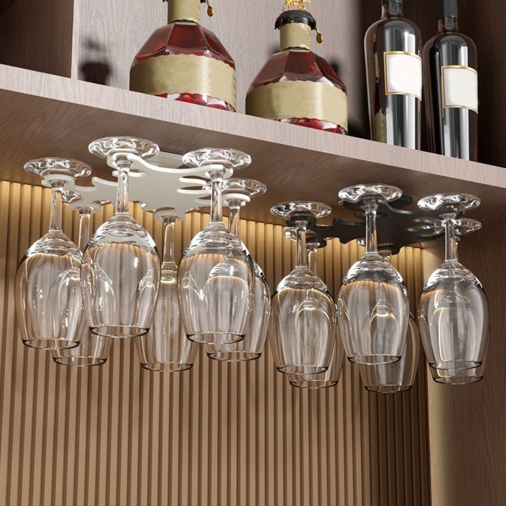 No Punching Glasses Hanging Rack Wall Mounted Goblet Hanging Rack Red Wine Cup Holder Dining Rooms