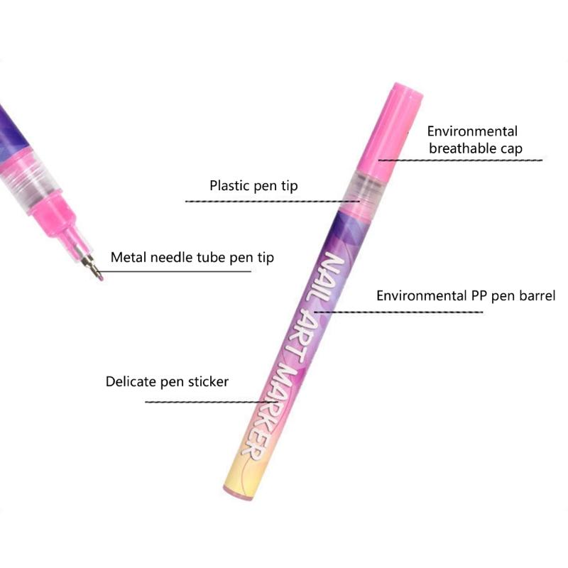 Набор из 12 быстросохнущих ручек для нейл-арта для профессионального салонного использования и домашнего маникюра.