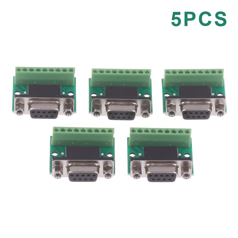 5Pcs Db9 Male Female Adapter Signals Terminal Module Rs232 Rs485 Serial To Terminal 9-Pin 9-Hole Connector
