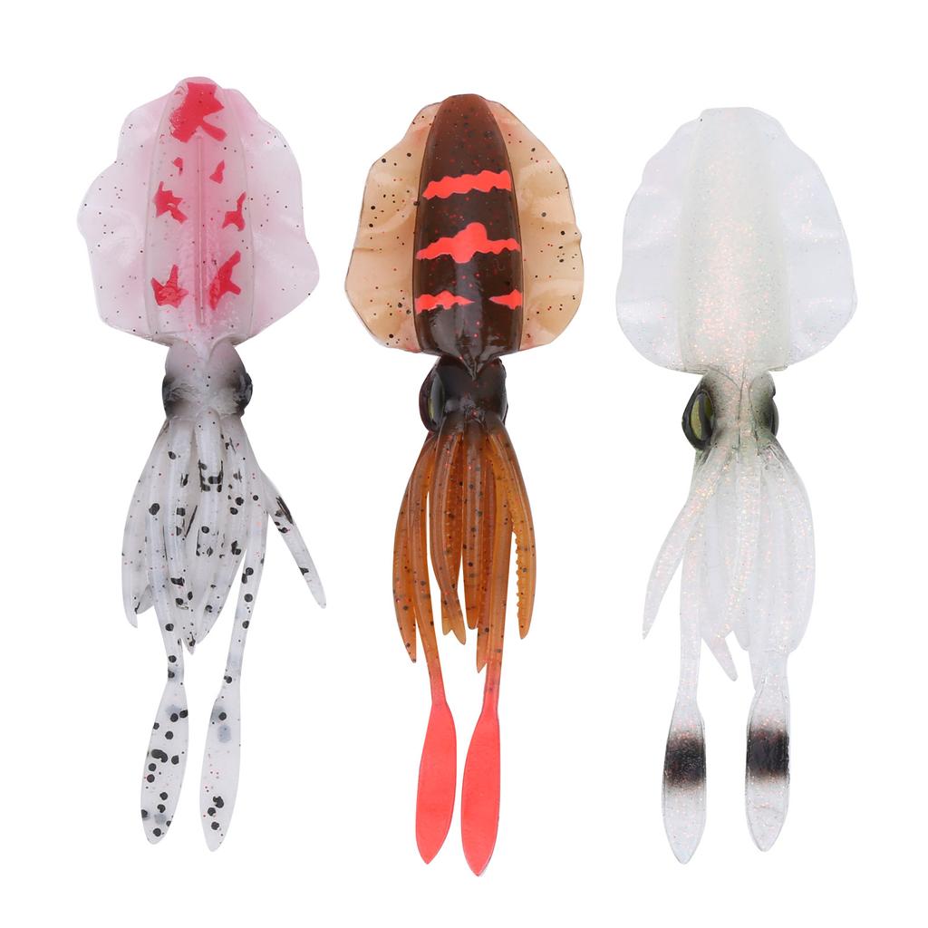 3PCS Simulation Artificial Squid Deep Sea Soft Lure Bait Sea Fishing Trolling Accessory
