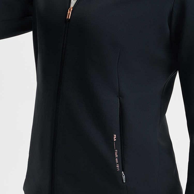 Fila Фитнес Вязаная Толстовка с Капюшоном Удобная Куртка с Длинным Рукавом Женские куртки Глубокий Черный A11W511503F-BK