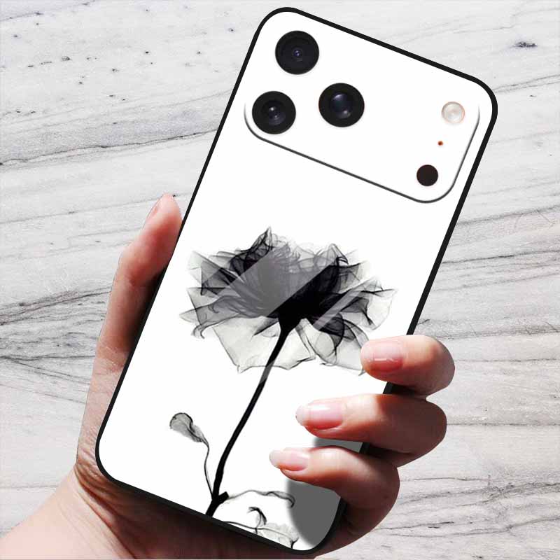 Cartoon Patterns Case For iPhone 17 Pro Plus Capa 17 Pro Max Bumper Luxury Tempered Glass Hard Back Cover iPhone17 Air Funda