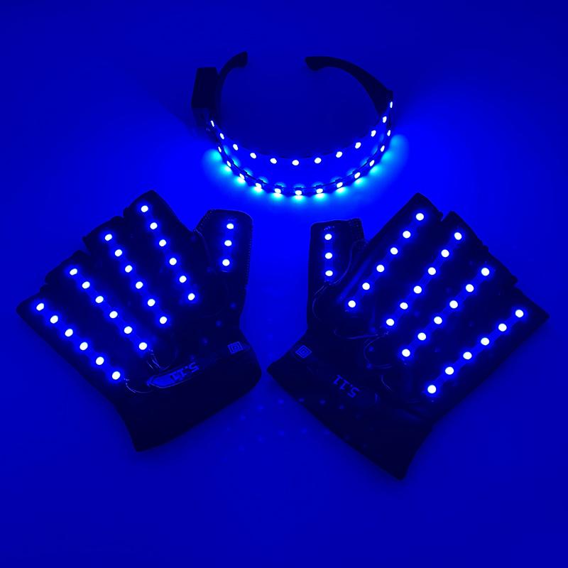 Светящийся Танцующий Сценический Набор DJ Бар Поддерживающие Реквизиты Светодиодные Футуристические Очки Солдата Мигающие Перчатки Росомахи Роботизированные Очки