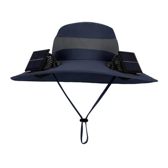 Outdoor Hat with Dual Power Supply Fan Summer Wide Brim Sun Hat Cooling Fishing Hiking Sun Protection Hat