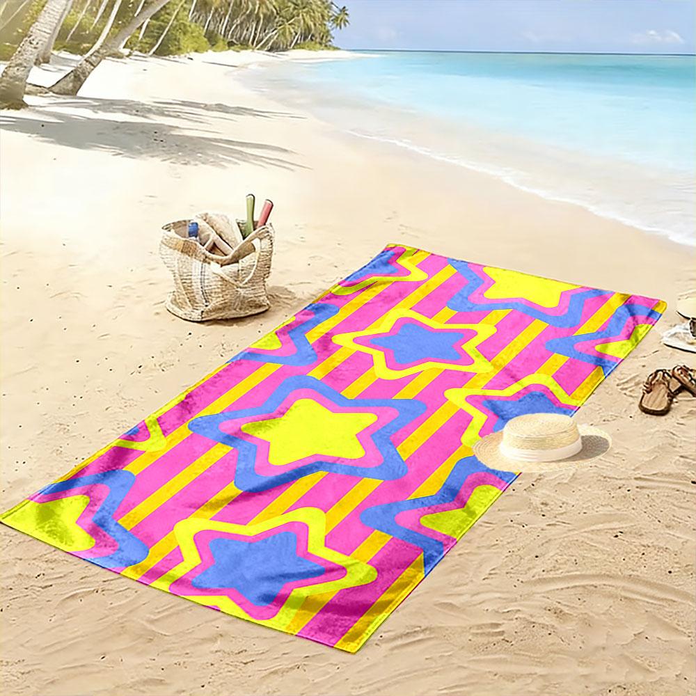 Colorful Star Stripe Beach Towel Beach Towel Quick-drying for Travel Outdoor Sports Jogging Beach and Swimming