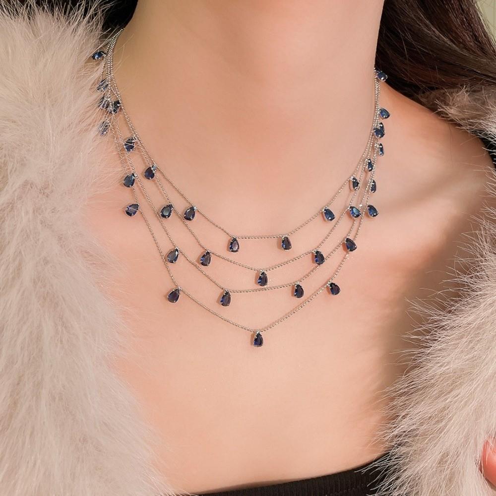Multi Layer Water Drop Shining Choker Light Luxury Rhinestone Jewelry  Banquet