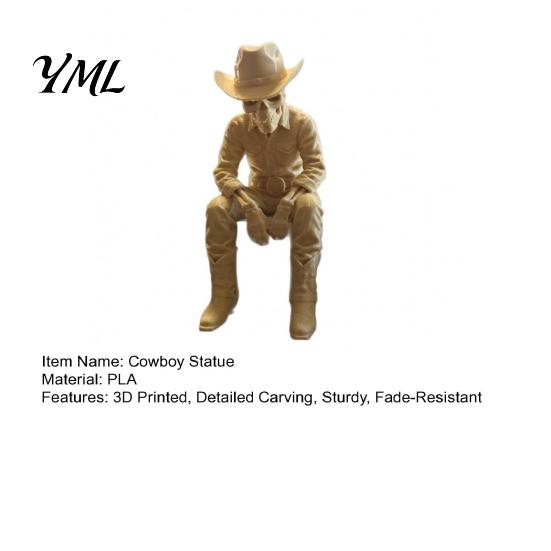 Unique Home Decorative Accents 3D Printed Western Cowboy Skeleton Figurine, Sitting Statue Edge Decor for Sitter, West Style Desktop Shelf Office