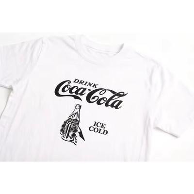 Хлопковая летняя футболка Coca-Cola с коротким рукавом, унисекс, повседневная, с круглым вырезом, принт, мягкий, смелый узор, удобная рубашка