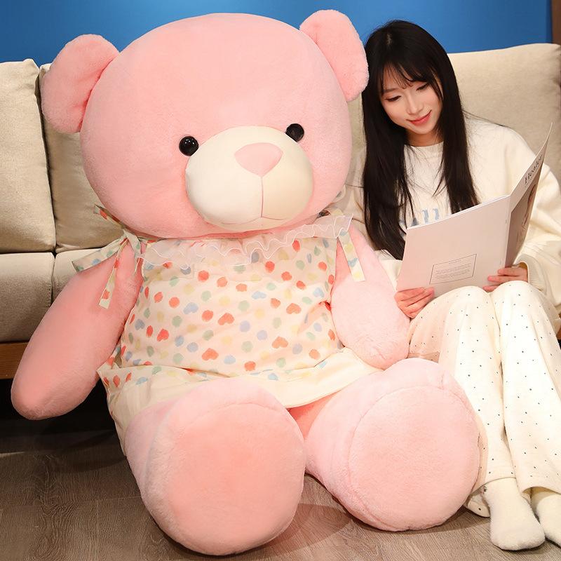Large Dressing Bear Doll Plush Toy Pink Hug Bear Big Bear Doll Girl Soothing Rag Doll