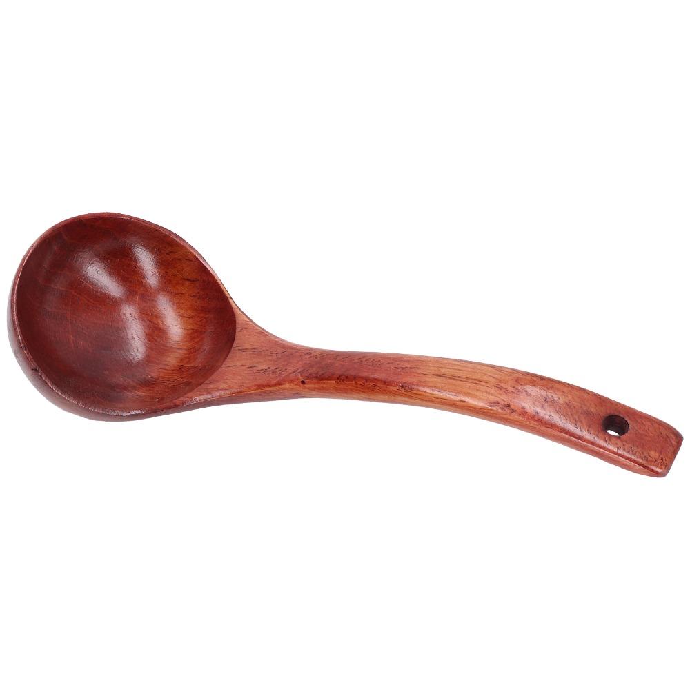 Anti-scald Handle Serving Ladle Solid Wood Porridge Scoop Easy To Clean Soup Spoon Home