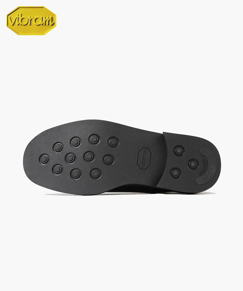 Firenze Atelier [Vibram] Объемный Круглый Носок Скрытый Шов 4см Резиновая Подошва Дерби 1023 [Черный Fg]