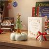 Glass Christmas Tree Figurine Ceramic Base Mini Tree Ornament  Home Table Decor