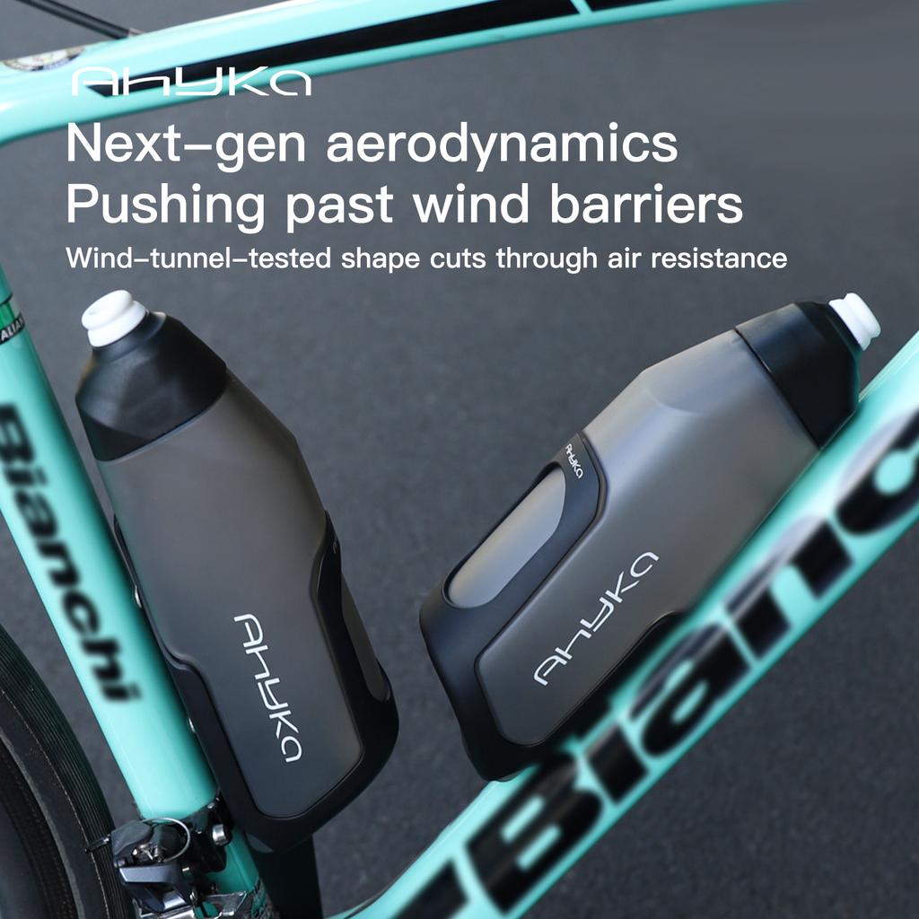 AhyKa Aerodynamic Bike Water Bottle Set 600ml Lightweight Road Bike Cycling Water Bottle Squeeze to Drink Design