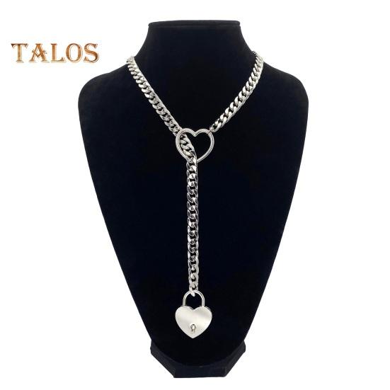 Lady Necklace Heart Pendant Adjustable Gothic Hip Hop Rock Star Singer Neck Jewelry Stainless Steel Club Party Necklace